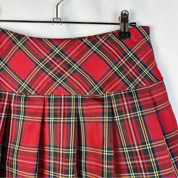Shein Red Tartan Plaid Pleated Low Rise Mini Skirt S - Picture 4 of 4
